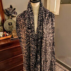 Cashmere Zebra Print Gray/Black Scarf/Pashmina/Wrap